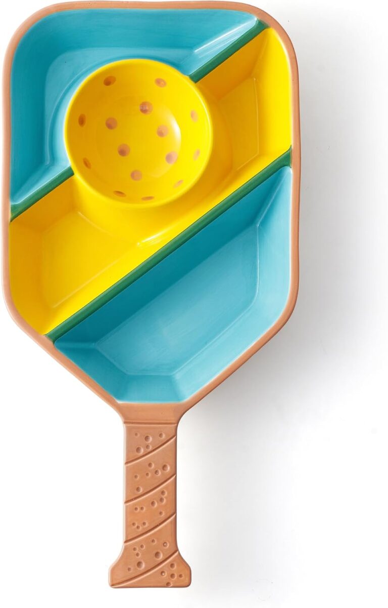 Pickleball Paddle Snack Tray – Cool Pickleball Serving Tray for Snacks – Paddle-Shaped Serving Tray with Compartments – Unique Divided Snack Tray for Pickleball Fans – Ceramic Kitchen Snack Holder