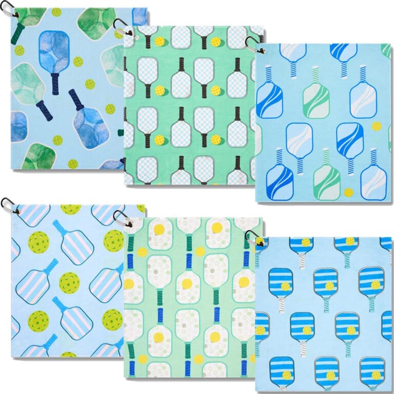 6 Pcs Soft Pickleball Towel 15 x 17 Inch Absorbent Fast Drying Pickleball Towels for Women Sweat Funny Pickleball Gifts for Men Women Hand Towel with Clip Pickleball Accessories